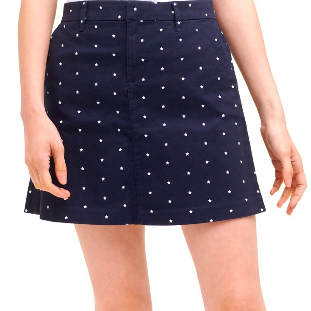 Tommy Hilfiger NWT SZ 18 Navy Blue & tiny White Stars Mini Skirt,back pockets❤️
